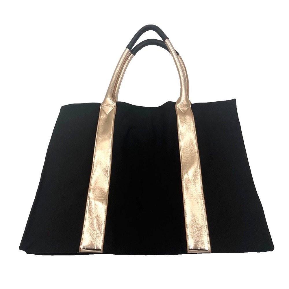 Victoria's Secret Tote Black & Gold‎ Weekender Tote Getaway Bag - Picture 2 of 6